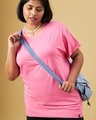 Shop Women's Pink Plus Size Boyfriend T-shirt-Front