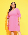 Shop Women's Pink Plus Size Dress-Front