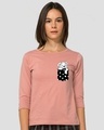 Shop Women's Pink Pocket Slim Fit T-shirt-Front