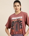 Shop Women's Pink Positivity Graphic Printed Oversized T-shirt-Front