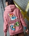 Shop Women's Pink Powerpuffed Christmas Graphic Printed Oversized Hoodies-Front