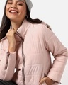Shop Women's Pink Puffer Hooded Jacket