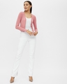 Shop Women's Pink Rayon V-neck Long Sleeve Top