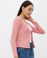 Shop Women's Pink Rayon V-neck Long Sleeve Top-Full
