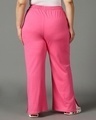 Shop Women's Pink Plus Size Flared Trousers-Design