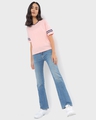 Shop Women's Pink Relaxed Fit T-shirt-Full