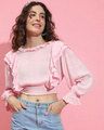 Shop Women's Pink Ruffled Short Top-Front