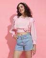 Shop Women's Pink Ruffled Short Top-Design