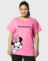 Shop Women's Pink Sarcastic one Graphic Printed Plus Size Boyfriend T-shirt-Front
