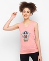 Shop Women's Pink Save The Day Graphic Printed Tank Top-Front