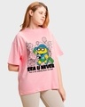 Shop Women's Pink Sea u Never Graphic Printed Oversized T-shirt-Design
