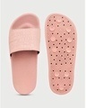 Shop Women's Pink Self Design Sliders-Design