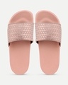 Shop Women's Pink Self Design Sliders-Full