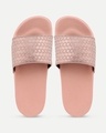 Shop Women's Pink Self Design Sliders-Full