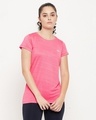 Shop Women's Pink Self Design Slim Fit T-shirt-Design