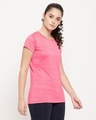 Shop Women's Pink Self Design Slim Fit T-shirt-Full