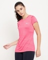 Shop Women's Pink Self Design Slim Fit T-shirt