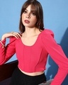 Shop Women's Pink Slim Fit Crop Top-Full