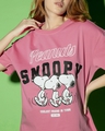 Shop Women's Pink Snoopy Illusion Graphic Printed Oversized T-shirt