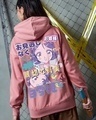 Shop Women's Pink Snow White Graphic Printed Oversized Hoodies-Front