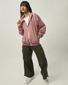 Shop Women's Pink Oversized Windcheater Jacket-Full