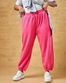 Shop Women's Pink Super Loose Fit Plus Size Joggers-Front