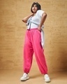 Shop Women's Pink Super Loose Fit Plus Size Joggers-Full