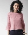 Shop Women's Pink Solid Top-Front
