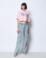 Shop Women's Pink Squad Forever Typography Oversized Short Top-Full