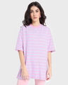 Shop Women's Pink Striped Plus Size Oversized T-shirt-Front