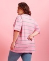 Shop Women's Pink Striped Plus Size Oversized T-shirt-Design