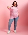 Shop Women's Pink Striped Plus Size Oversized T-shirt-Full