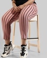 Shop Women's Pink Striped Skinny Fit Plus Size Track pants-Full