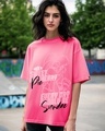 Shop Women's Pink Sundae Graphic Printed Oversized T-shirt-Front