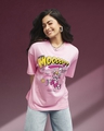 Shop Women's Pink Sunny Moooood Graphic Printed Oversized T-shirt-Front