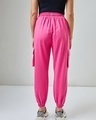 Shop Women's Pink Super Loose Fit Cargo Joggers-Full