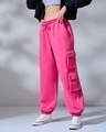 Shop Women's Pink Super Loose Fit Joggers-Front
