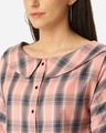 Shop Women's Pink & Teal Blue Checked Shirt Style Top