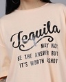 Shop Women's Pink Tequila Typography Oversized T-shirt