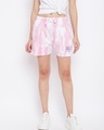 Shop Women's Pink Tie & Dye Shorts-Front