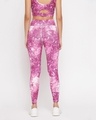 Shop Women's Pink Tie & Dye Slim Fit Activewear Tights-Full