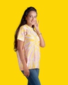 Shop Women's Pink Tie & Dye Loose Comfort Fit T-shirt-Front