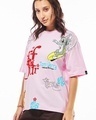 Shop Women's Pink Tom & Jerry Graphic Printed Oversized T-shirt-Front