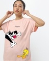 Shop Women's Pink Tweety Chase Graphic Printed Boyfriend T-shirt-Front