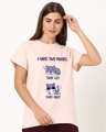 Shop Women's Pink Two Moods Typography Boyfriend T-shirt-Front