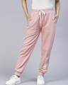 Shop Women's Pink Typography Joggers-Front