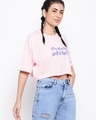 Shop Women's Pink Typography Loose Fit Crop T-shirt-Design