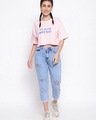 Shop Women's Pink Typography Loose Fit Crop T-shirt