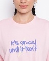 Shop Women's Pink Typography Loose Fit Crop T-shirt