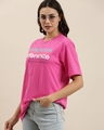 Shop Women's Pink Typography Oversized T-shirt-Front